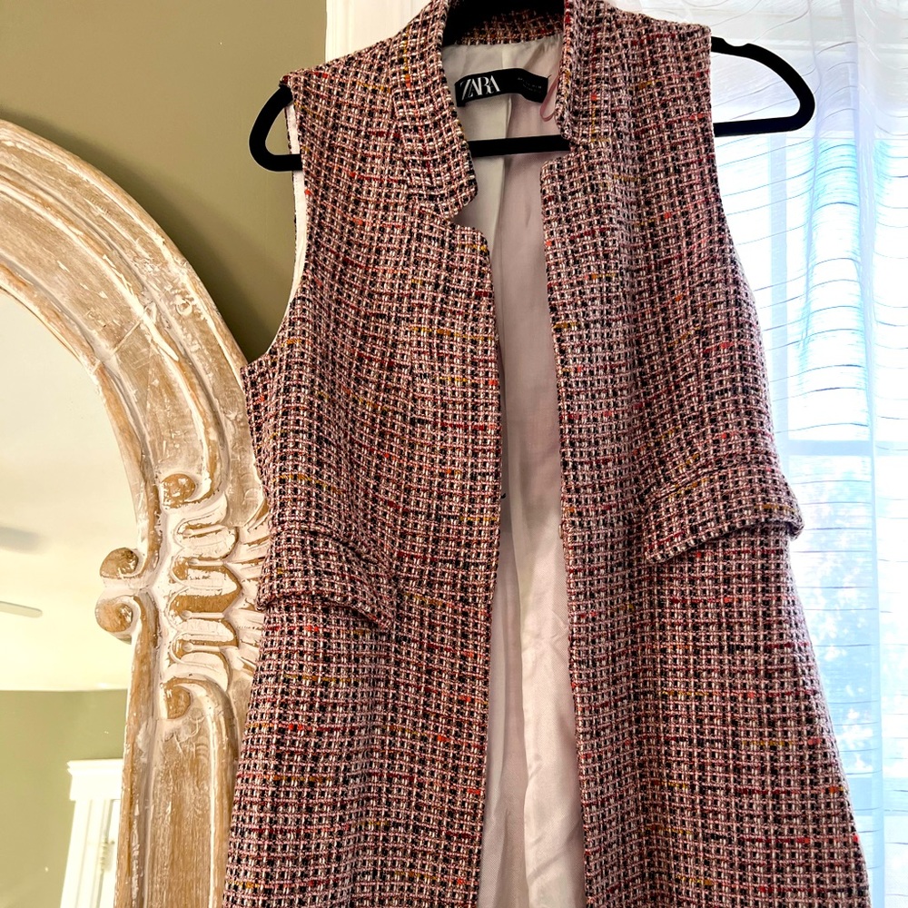 Zara tweed sleeveless cardigan